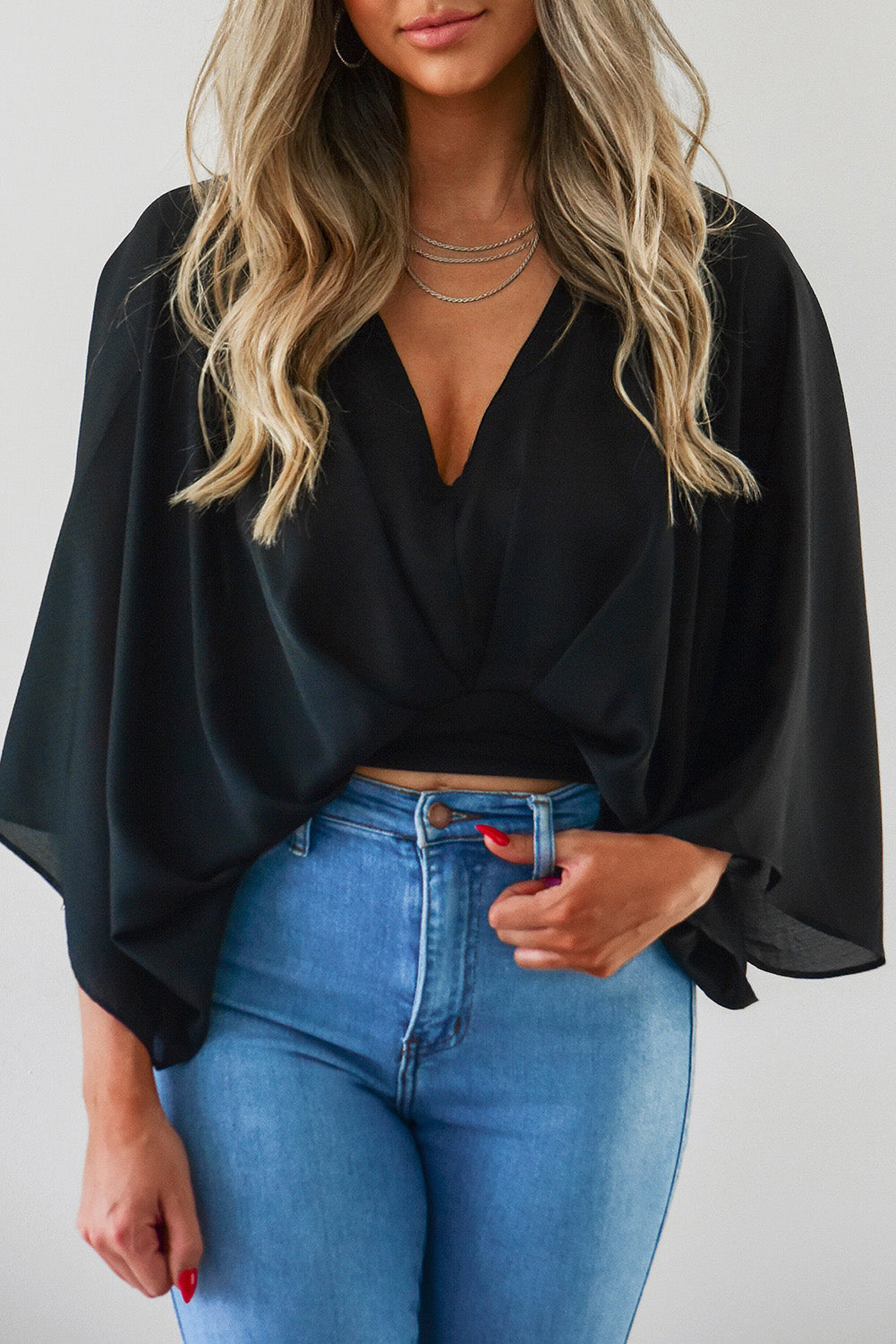 V-Neck Flared Crop Top