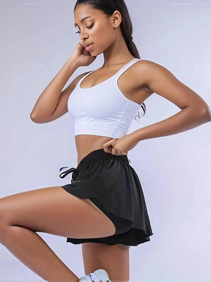 Flowy 2-in-1 Ruffled Athletic Shorts