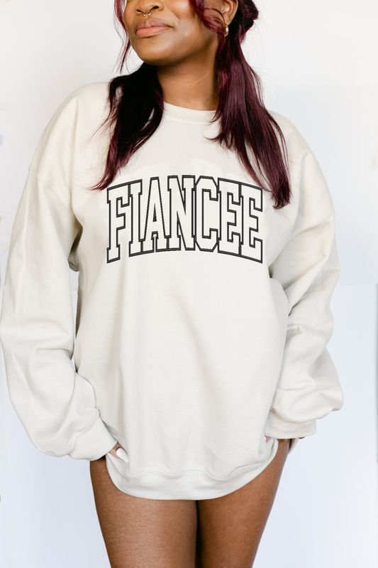 Fiancee, Embroidered Sweatshirt, Bridal Sweatshirt: L / Lipstick Rose / Light Pink