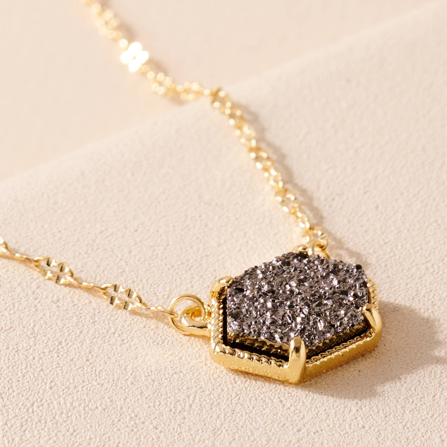 Hex-Druzy Stone Necklace