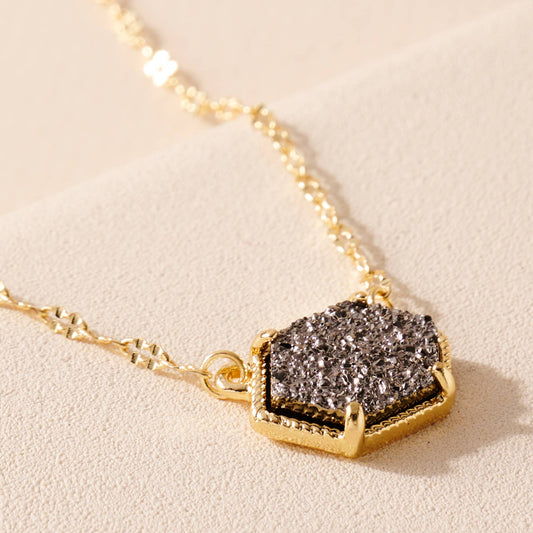 Hex-Druzy Stone Necklace